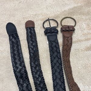 Braided Leather Belts - Black and Brown